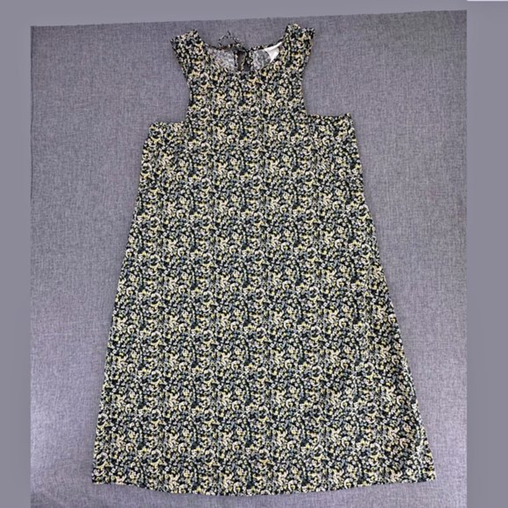 H&M Shift Dress‎ Floral Sleeveless Medium Yellow Black  Round Neck